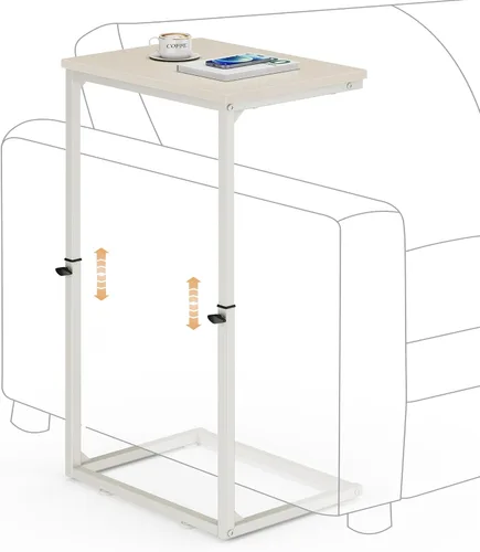 Vagusicc C Shaped End Table for Couch, 33.2'' Tall C Table Adjustable Height Side Table, Small Side Table for Small Spaces, Couch Tables that Slide