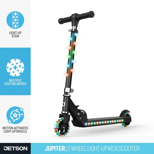 Miniatura 2 de Jetson Kids Jupiter patinete de 2 ruedas con luz LED para niños, luces LED en el manillar, la columna, las ruedas y la plataforma, manillar Júpiter