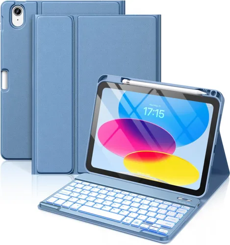 Miniatura 14 de Hamile Funda para iPad de 11ª y 10ª Generación con Teclado - 7 Colores Retroiluminados Inalámbrico Desmontable Funda Folio con Teclado y Soporte