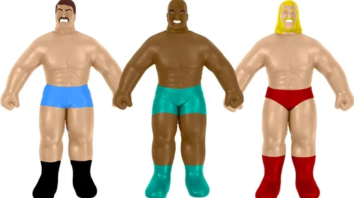 Miniatura 5 de JA-RU Super Elastic Wrestlers (3 luchadores) - Figura de acción clásica retro blanda para niños y adultos, juguetes para niños. Juguete