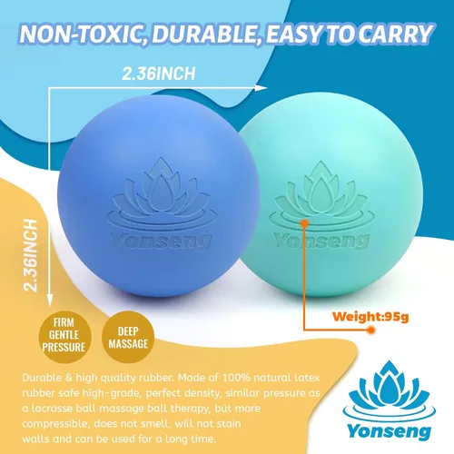 Miniatura 2 de Juego de Pelotas de Terapia de Masaje Físico de Goma Natural, Equipo de Terapia de Pelotas de Masaje Físico para Liberación Miofascial, Terapia