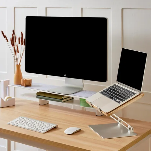Miniatura 6 de Branch Soporte para monitor, elegante y duradero, soporte de acero con recubrimiento en polvo con forro de fieltro suave, pequeño elevador
