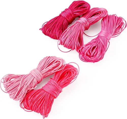 Miniatura 7 de 109 yardas de 0.020 in de color rosa encerado de poliéster para trenzar cuerda encerada de cuentas hilos para bricolaje pulsera de amistad, collar
