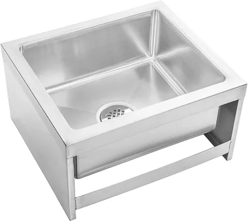 Miniatura 2 de DuraSteel Fregadero de fregona de acero inoxidable con drenaje de fregadero/colador - Certificado NSF - 24 pulgadas de ancho x 24 pulgadas de largo