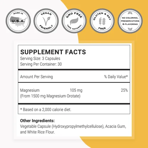 Miniatura 4 de Supersmart - Orotato de magnesio 1500 mg por día (alta absorción) - Relajante muscular y salud cardíaca - Alivio del estrés y apoyo para dormir
