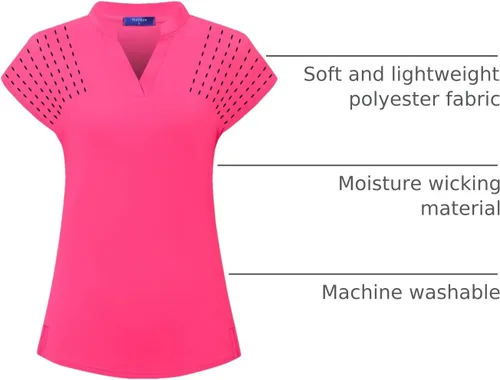 Miniatura 43 de Camisetas tipo polo de golf para mujer, ligeras que absorben la humedad, camisetas atléticas de tenis