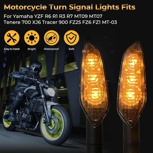 Miniatura 2 de Luces de señal de giro para motocicletas, compatibles con Yamaha YZF R6 R1 R3 R7 MT09 MT07 Tenere 700 XJ6 Tracer 900 FZ25 FZ6 FZ1 MT-03