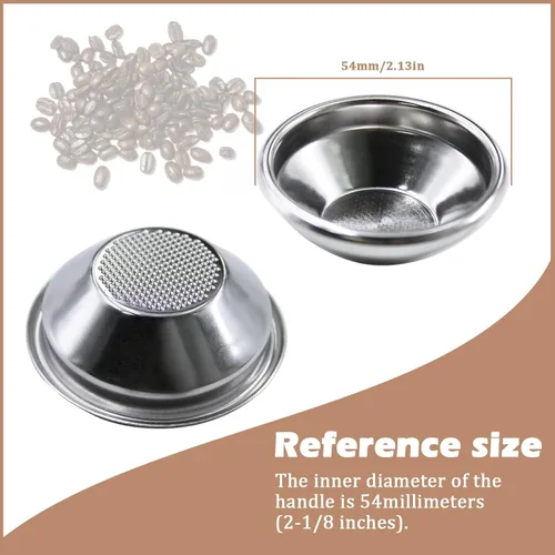 Miniatura 4 de Cesta de filtro no presurizada de 2.126 in para portafiltro Breville de 2.126 in, tamiz de una sola taza, 0.35 oz de capacidad de polvo, cesta