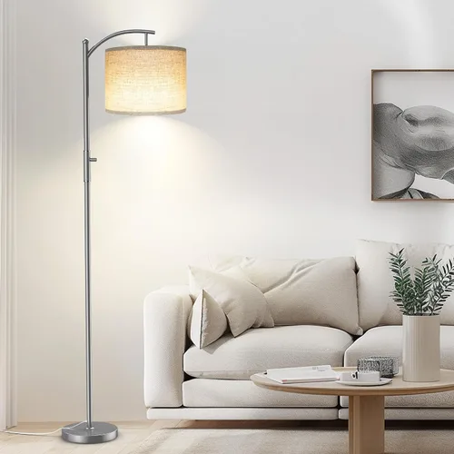 Miniatura 9 de ROTTOGOON Lámpara de pie regulable, lámparas de pie de arco para sala de estar, lámpara de pie moderna de atenuación continua con pantalla de lino