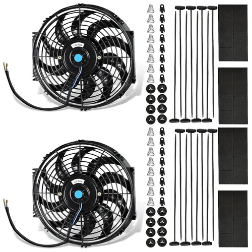 Miniatura 7 de MuHize Kit de ventilador de refrigeración universal de radiador de 16 pulgadas, ventilador eléctrico de alto rendimiento de 12 V 120 W