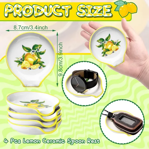 Miniatura 3 de WILLBOND 4 piezas de soporte de cuchara de cerámica para estufa, lindo soporte para cucharas de té de limón, decoración de cocina, casa de campo