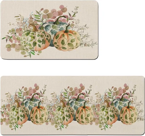 Miniatura 7 de Tapete de baño antideslizante con hojas y calabazas, de secado rápido y absorbente, de tierra de diatomeas, para fregadero de cocina, lavable