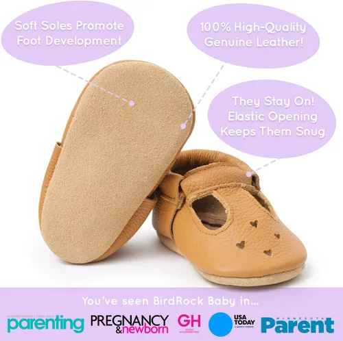Miniatura 2 de BirdRock Baby Mary Jane - Mocasines para bebé de piel auténtica con suela suave para recién nacidos, bebés, infantes y niños pequeños.