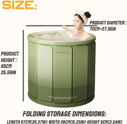 Miniatura 5 de jessie - Tina plegable portátil para adultos PVC SPA, tina de pie para cabina de ducha, bañera independiente no inflable para baño caliente