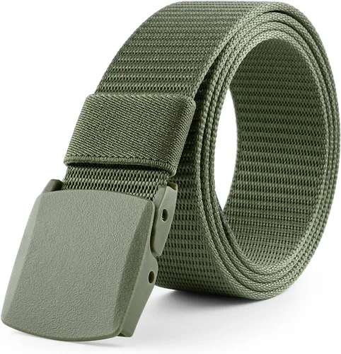 Miniatura 17 de JASGOOD Cinturón de hombre de lona de nailon transpirable, estilo militar táctico, con hebilla de plástico