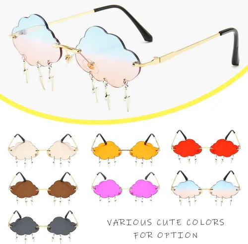 Miniatura 6 de Dollger Gafas de sol sin montura para mujer, retro, coloridas, Halloween, rave, gafas de sol de los años 90, lindas gafas de sol divertidas