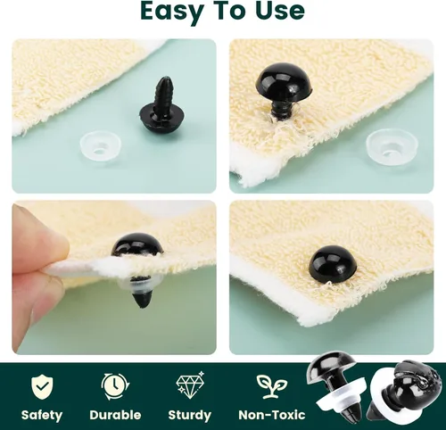 Miniatura 4 de Junreox Preimum - 662 ojos de seguridad para Amigurumi, ojos de seguridad Junreox Preimum de 0.197-0.551 in para animales de peluche de ganchillo