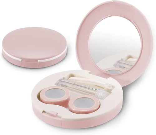 Miniatura 8 de Paquete de 2 fundas de viaje para lentes de contacto, estuche portátil de contacto ocular con espejo, herramienta de extracción, pinzas y botella