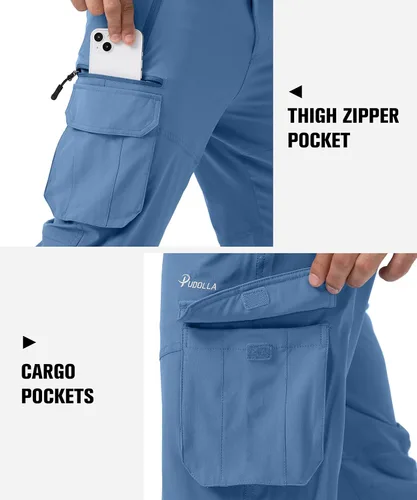 Miniatura 4 de Pudolla Men's Capri Pants Quick Dry 34 Long Shorts with 6 Pockets for Fishing Golf Athletic Hiking