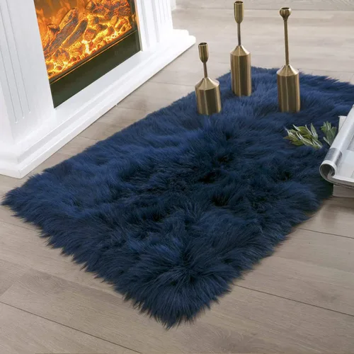 Miniatura 133 de Ashler Home Deco - Tapete de pelo sintético de oveja, mullido, suave, de 2 x 3 pies, lavable a máquina, dormitorio, habitación de los niños, sala