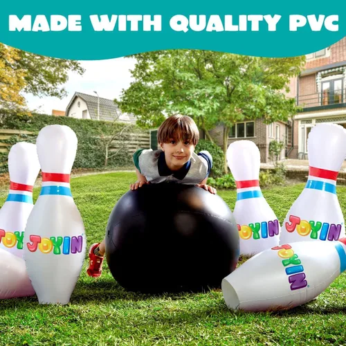 Miniatura 2 de JOYIN Juego de bolos inflables gigantes para niños y adultos, juegos para fiestas de Navidad y cumpleaños, juguetes educativos para desarrollar
