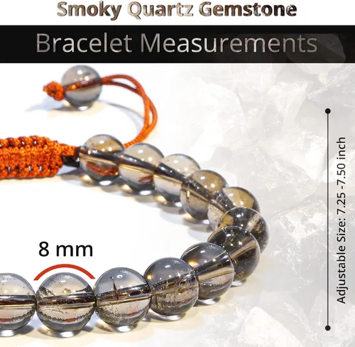 Miniatura 149 de Adjustable Crystal Bracelet – Gemstone Bead Bracelet with Adjustable Macrame String – Chic Gemstone Bracelet for Men and Women – 8mm Round Healing