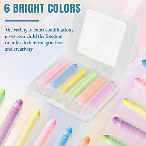 Miniatura 7 de 6 bolígrafos de tiza sin polvo, no tóxicos, lavables, de colores, para niños, lavables en húmedo, ideales para arte al aire libre y dibujo de pizarra