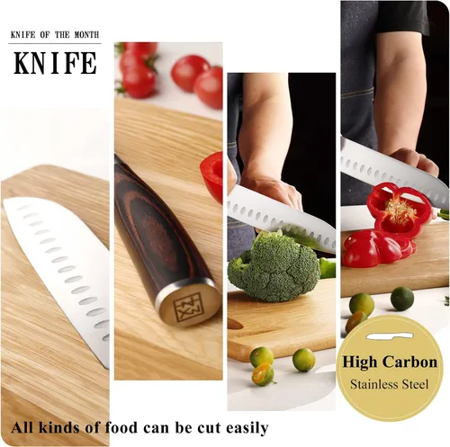 Miniatura 7 de KEEMAKE Juego de cuchillos Santoku de 2 piezas, juegos de cuchillos de chef japonés con cuchillos de cocina de acero inoxidable de alto carbono