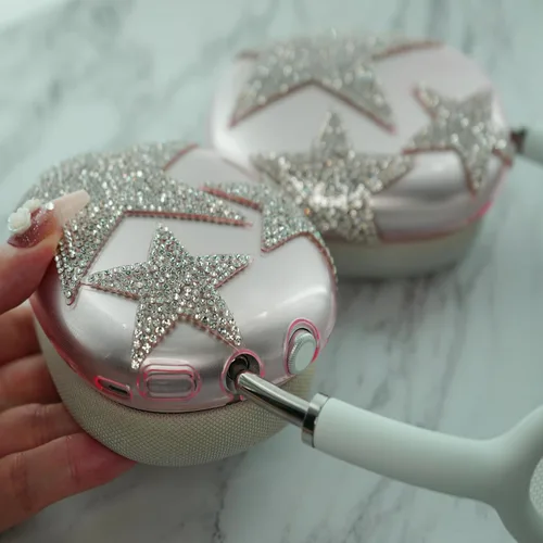 Miniatura 31 de MORWLAT Funda para AirPods Max con Diamantes de Imitación Brillantes Estrellas, Fundas Suaves Bonitas Transparentes y Brillantes para Mujeres