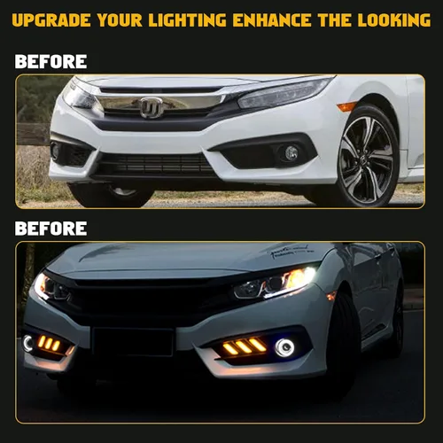 Miniatura 5 de x xotic tech Cubierta de bisel de luces antiniebla LED para parachoques delantero, compatible con Honda Civic 10ª generación 2016-2018 2/4 puertas