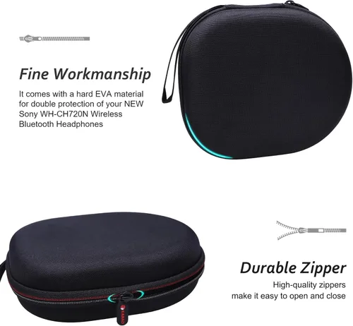 Miniatura 8 de XANAD Funda compatible con auriculares Sony WH-CH720N WH-CH520 con cancelación de ruido, color negro