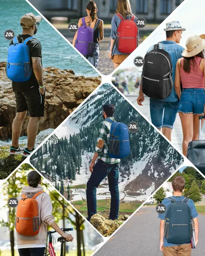 Miniatura 7 de Gonex Mochila Ultraligera Plegable de 20L, Práctica, Plegable para Camping, Viajes al Aire Libre, Ciclismo, Mochila Escolar Azul oscuro