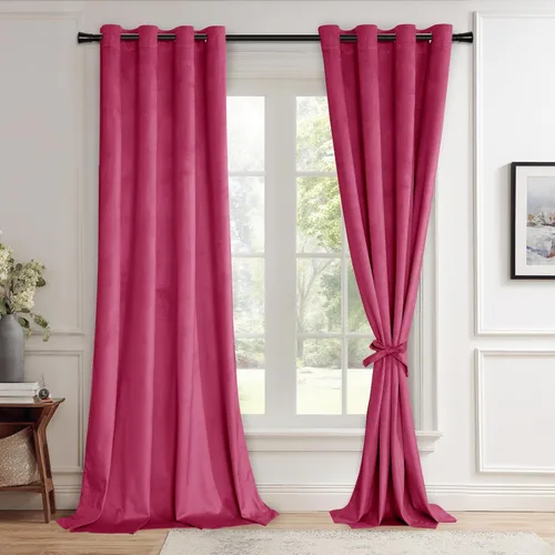 Miniatura 92 de JIUZHEN - Cortinas de terciopelo gris de 63 pulgadas opacas para sala de estar - Cortinas gruesas de terciopelo con ojales para ventana