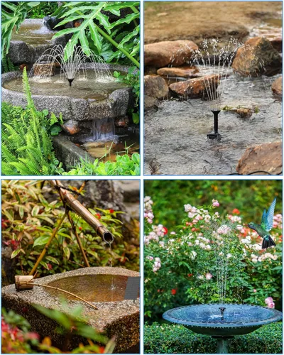 Miniatura 6 de Biling Bomba solar para fuente de agua, baño solar para pájaros, al aire libre con tubo, bomba de fuente de energía solar para estanque de pájaros
