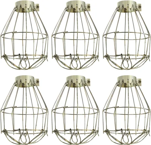 OSALADI Jaula de luz vintage, paquete de 6 protectores de bombilla de metal para lámparas colgantes para el hogar, bar, accesorios de iluminación