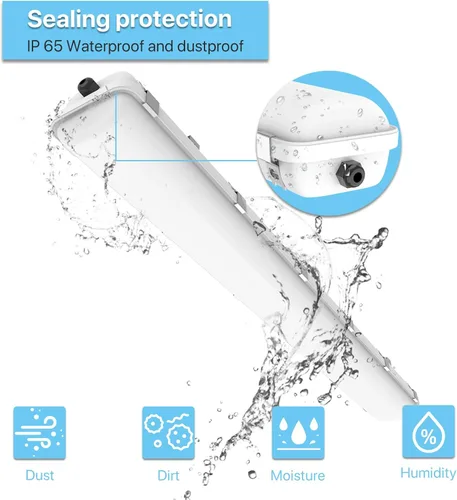 Miniatura 3 de HYPERLITE Lámpara LED hermética al vapor de 4 pies, 40W, 5200LM, IP65 impermeable, accesorio LED a prueba de vapor 5000K, 100-277V, lámpara LED al