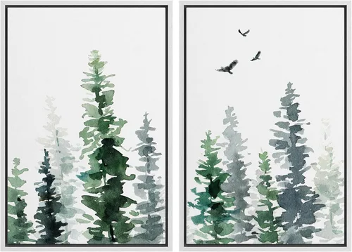 Miniatura 60 de SIGNWIN Lienzo enmarcado para pared, juego de arte sereno de paisaje de pantanos, ilustración rústica, arte moderno, minimalismo, decorativo
