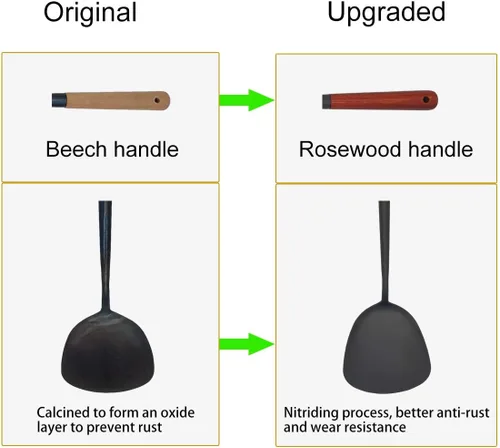 Miniatura 7 de Espátula y cucharón tradicionales hechos a mano para wok, juego de utensilios de cocina asiáticos con mango de madera, juego de chuan chino y hoak