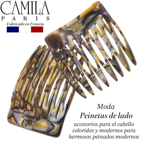 Miniatura 4 de Camila Paris CP2332/2 Peine lateral francés hecho a mano ónix, pequeño trenzado decorativo para el cabello, clips de sujeción fuerte para mujeres