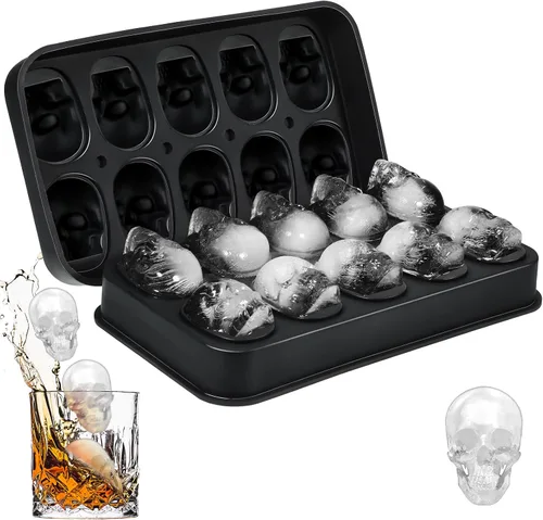 Hoolerry 1 paquete de molde de silicona para hacer cubitos de hielo, bandeja flexible para cubitos de hielo para hornear whisky chocolate caramelo
