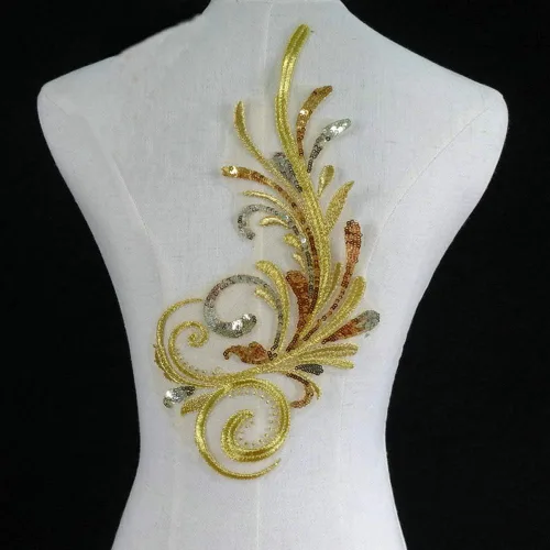2 parches bordados con cuentas de alas de lentejuelas para vestido, hechos a mano, accesorios para coser, ropa de bricolaje, apliques de lentejuelas