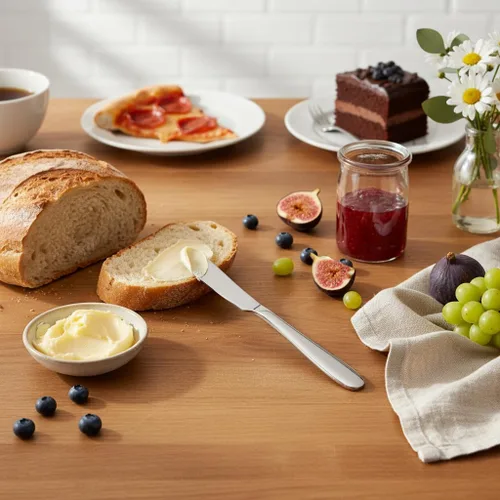 Miniatura 6 de Juego de 4 cuchillos de mantequilla, cuchillo de paté esparcidor de queso, mango grueso y suave, material de seguridad alimentaria, acero inoxidable
