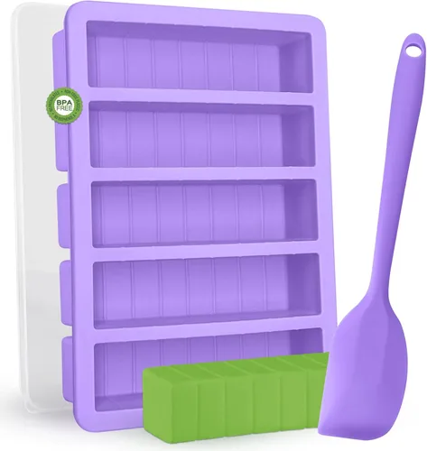 Miniatura 8 de Moldes de silicona para mantequilla con tapa, bandeja de mantequilla antiadherente con cuchillo de mantequilla y espátula, marco de acero reforzado