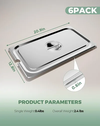 Miniatura 6 de WantJoin Steam Table Hotel Pan Lids Cover 6 Pack for Stainless Steel Metal Tray Sets Food Storage Container Restaurant Catering Supplies Chafing
