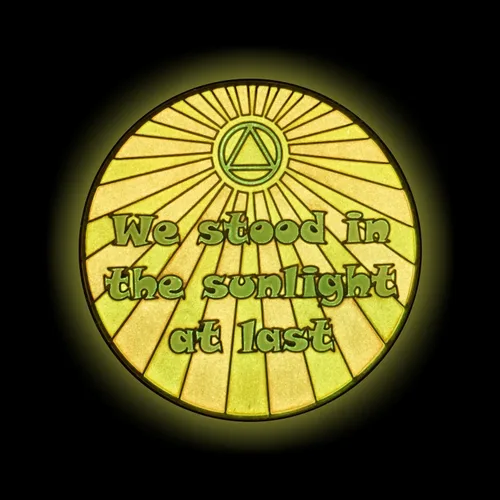 Miniatura 6 de Chip de sobriedad de 10 años, símbolo de afirmación de regalo de recuperación de monedas AA Sunlight of The Spirit Medallón chapado en oro que