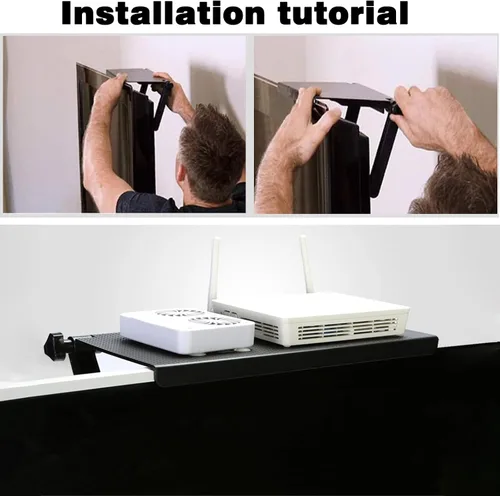 Miniatura 4 de Estantes flotantes para pared debajo del estante de TV para montaje en pared, estante superior de TV para caja de cable, estante para TV y DVD