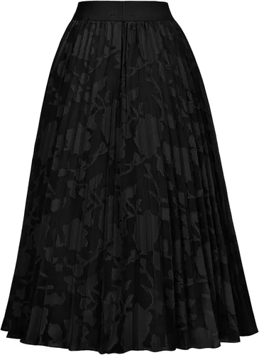 Miniatura 30 de GRACE KARIN - Falda plisada de gasa para mujer, con cintura alta y elástica, vuelo, corte acampanado y longitud por debajo de la rodilla