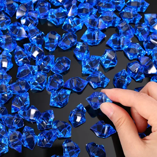 Miniatura 4 de 150 cubos de hielo falsos, diamantes de plástico, rocas de hielo trituradas de 1 pulgada, cristales acrílicos, gemas falsas para rellenos