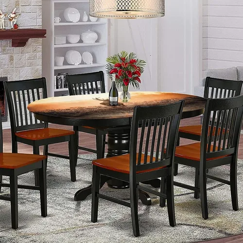Miniatura 2 de XISUNYA Mantel ovalado ajustado para mesa de caza, decoración de caza, con bordes elásticos, para mesa de mesa con estampado de ciervos rojos