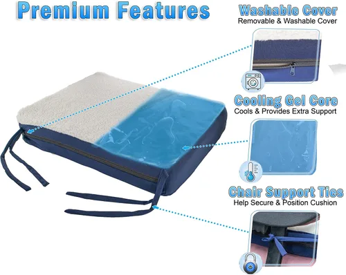 Miniatura 2 de 5 STAR SUPER DEALS Cojín ortopédico de espuma viscoelástica de gel prémium para silla de oficina, automóvil, silla de ruedas y más, visto